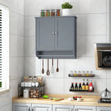Wall Mounted Bathroom Storage Medicine Cabinet with Towel Bar-Gray