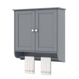 Wall Mounted Bathroom Storage Medicine Cabinet with Towel Bar-Gray