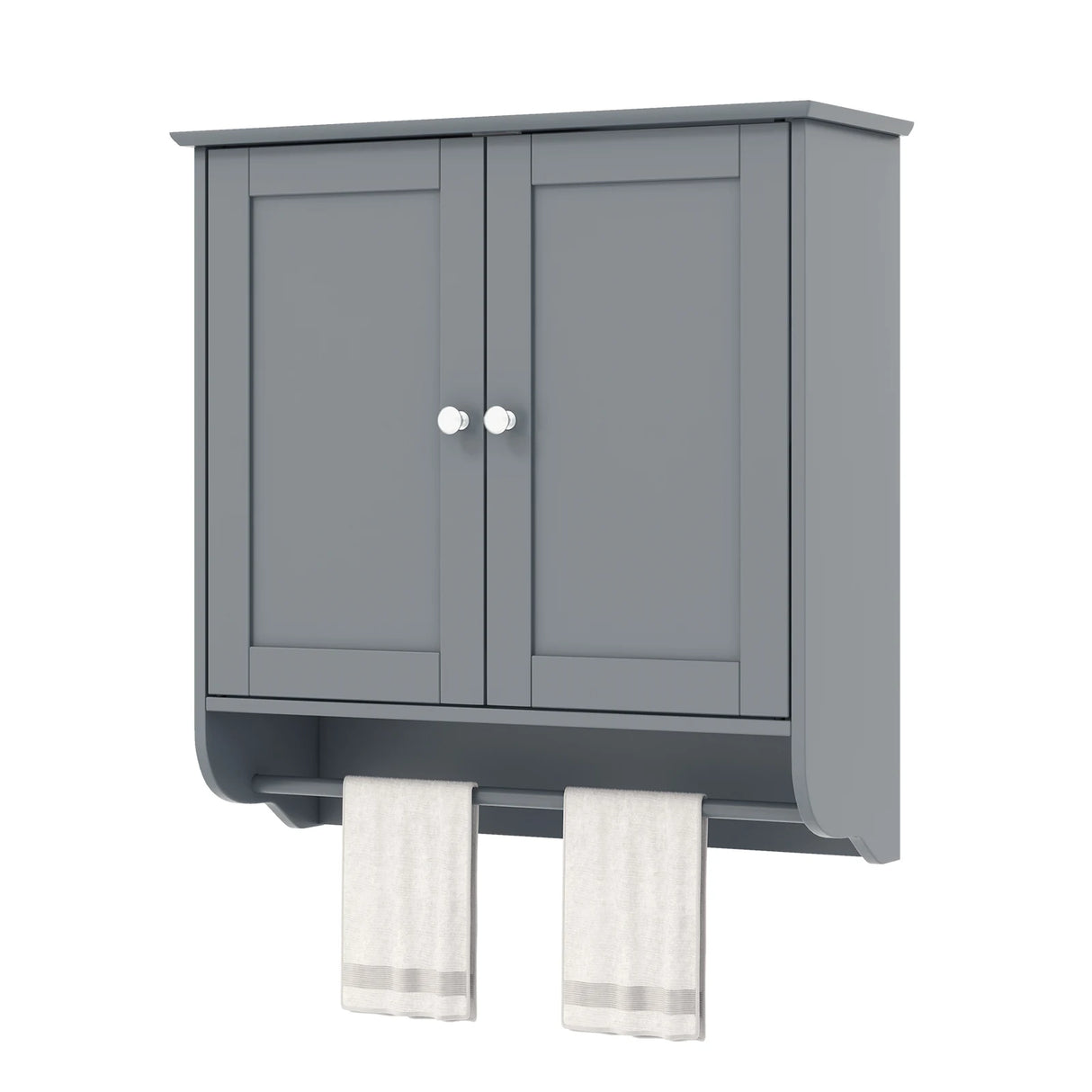 Wall Mounted Bathroom Storage Medicine Cabinet with Towel Bar-Gray