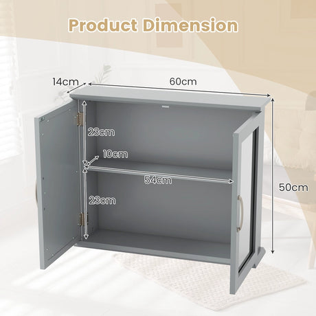 Wall-mounted Bathroom Mirror Cabinet for Bathroom Living Room-Grey