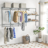 3 to 6 Feet Wall-Mounted Closet System Organizer Kit with Hang Rod-Gray
