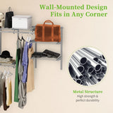 3 to 6 Feet Wall-Mounted Closet System Organizer Kit with Hang Rod-Gray