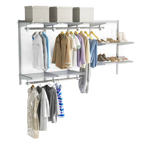 3 to 6 Feet Wall-Mounted Closet System Organizer Kit with Hang Rod-Gray