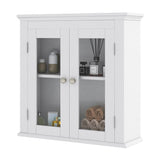 Wall Mounted Door Cabinet with 3-Level Adjustable Shelf-White
