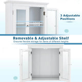 Wall Mounted Door Cabinet with 3-Level Adjustable Shelf-White