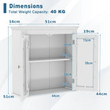 Wall Mounted Door Cabinet with 3-Level Adjustable Shelf-White