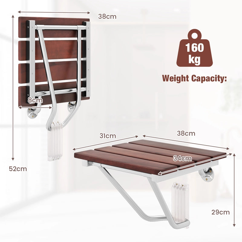 Wall Mounted Foldable Shower Bench Bathroom Stool
