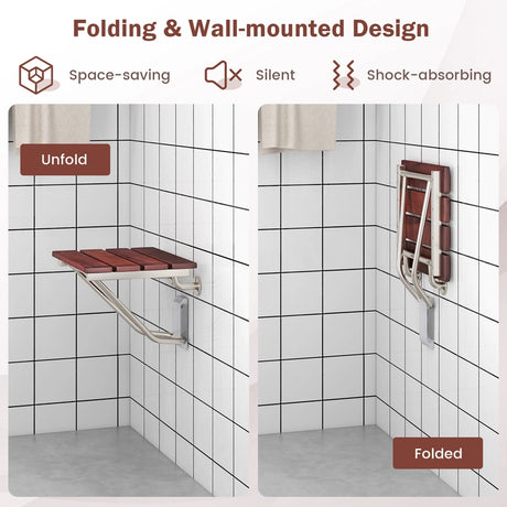 Wall Mounted Foldable Shower Bench Bathroom Stool