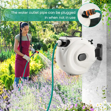 Garden hose reel with wall bracket 180  rotating bracket 1/2 inch 30m + 2m
