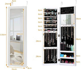 Full Length Mirror Jewelry Cabinet with Ring Slots and Necklace Hooks-White