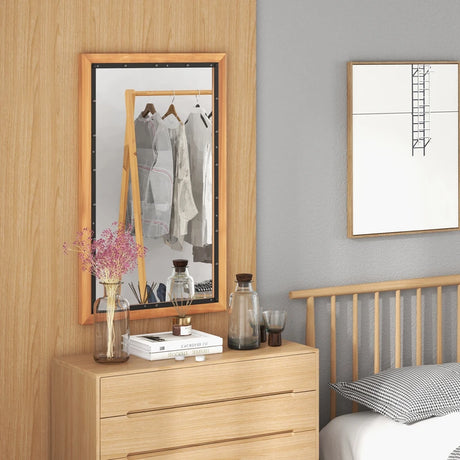 22 x 36 Inch Rectangular Frame Decor Wall Mounted Mirror with Back Board-Natural
