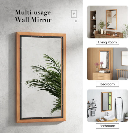 22 x 36 Inch Rectangular Frame Decor Wall Mounted Mirror with Back Board-Natural