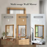 30 x 40 Inch Wall Mounted Mirror with Fir Wood Frame-Natural