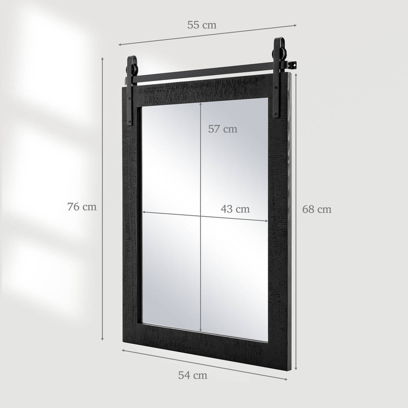 30 x 22 Inch Wall Mount Mirror with Wood Frame-Black