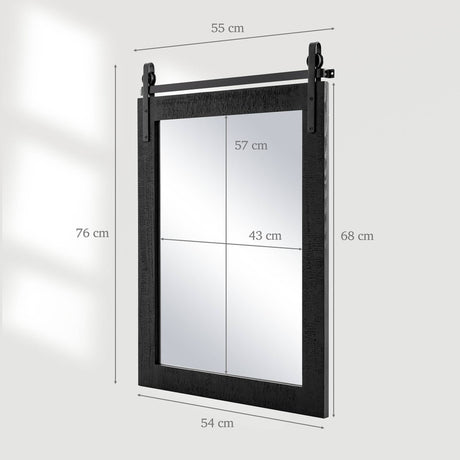 30 x 22 Inch Wall Mount Mirror with Wood Frame-Black