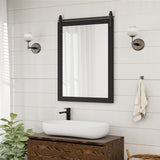 30 x 22 Inch Wall Mount Mirror with Wood Frame-Black