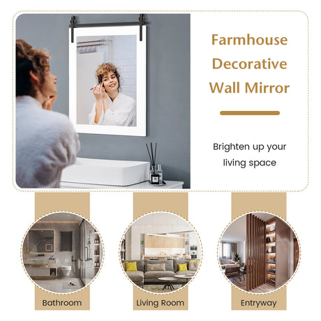 30 x 22 Inch Wall Mount Mirror with Wood Frame-White