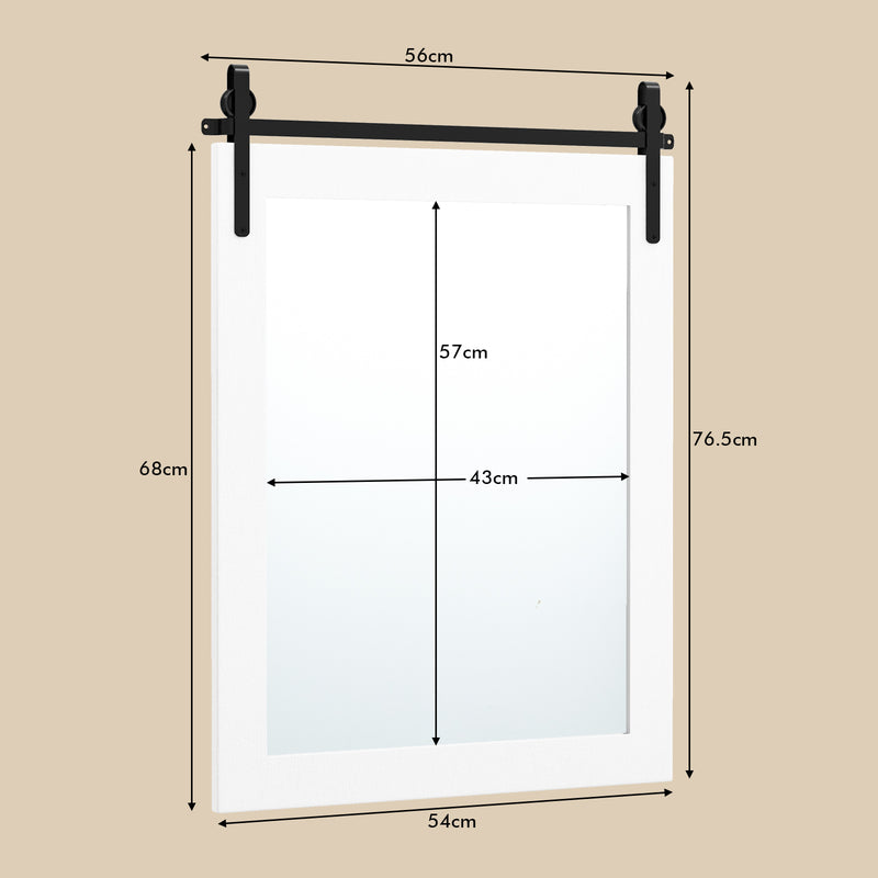 30 x 22 Inch Wall Mount Mirror with Wood Frame-White