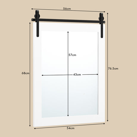 30 x 22 Inch Wall Mount Mirror with Wood Frame-White