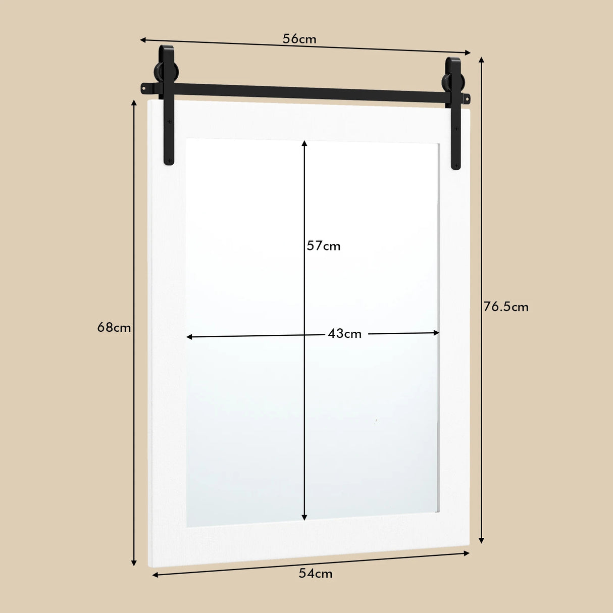 30 x 22 Inch Wall Mount Mirror with Wood Frame-White