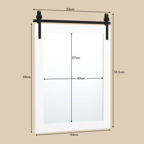 30 x 22 Inch Wall Mount Mirror with Wood Frame-White