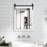 30 x 22 Inch Wall Mount Mirror with Wood Frame-White