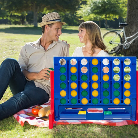 Jumbo 4-to-Score Connect Game Set with Carrying Bag and 42 Coins-Red