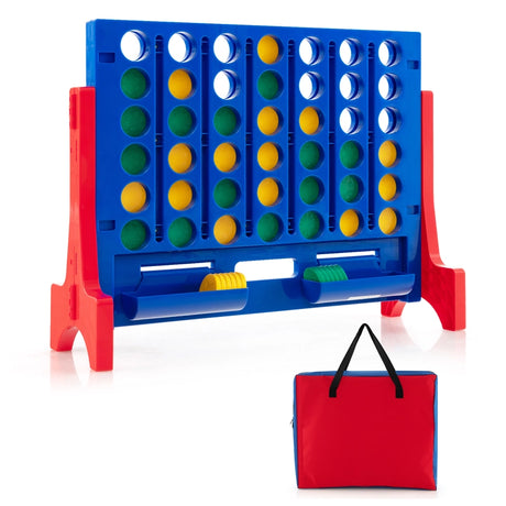 Jumbo 4-to-Score Connect Game Set with Carrying Bag and 42 Coins-Red