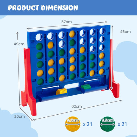 Jumbo 4-to-Score Connect Game Set with Carrying Bag and 42 Coins-Red