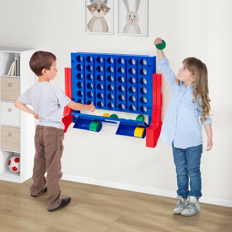 Jumbo 4-to-Score Connect Game Set with Carrying Bag and 42 Coins-Red