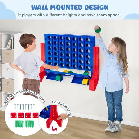 Jumbo 4-to-Score Connect Game Set with Carrying Bag and 42 Coins-Red