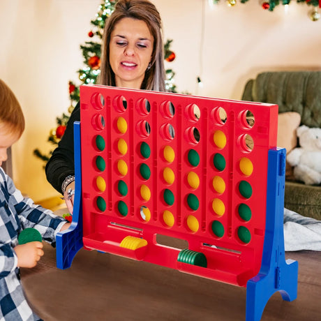 Jumbo 4-to-Score Connect Game Set with Carrying Bag and 42 Coins-Blue