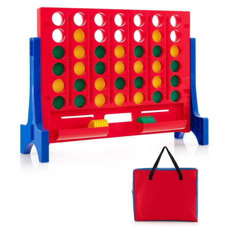 Jumbo 4-to-Score Connect Game Set with Carrying Bag and 42 Coins-Blue