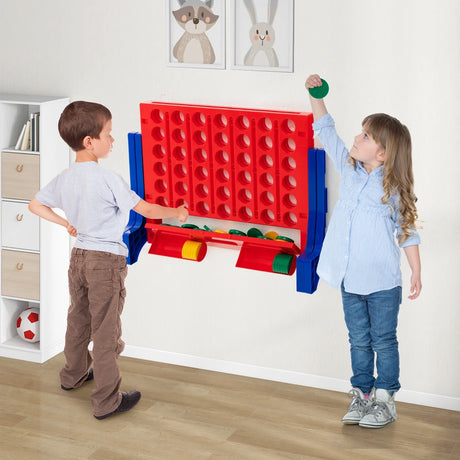 Jumbo 4-to-Score Connect Game Set with Carrying Bag and 42 Coins-Blue
