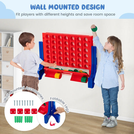 Jumbo 4-to-Score Connect Game Set with Carrying Bag and 42 Coins-Blue