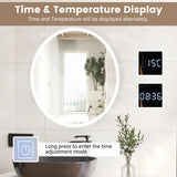 Wall Mounted Round Mirror with 3-Color Dimmable Lights and 3-Color Dimmable