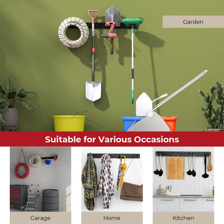 Device holder wall mount incl. 4 double hooks Garden tool holder 150 kg load capacity