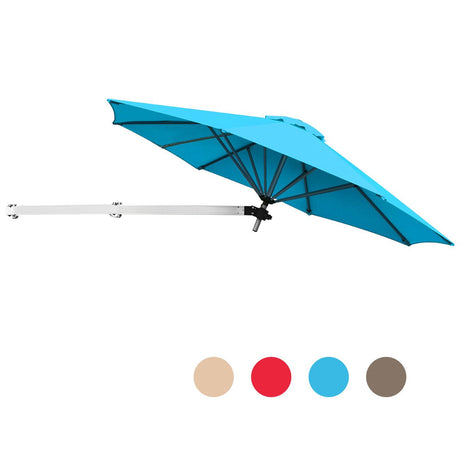 8ft Wall-Mounted Telescopic Folding Tilt Aluminum Sun Shade Umbrella-Blue
