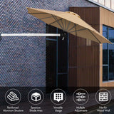 8ft Wall-Mounted Telescopic Folding Tilt Aluminum Sun Shade Umbrella-Beige