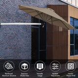 8ft Wall-Mounted Telescopic Folding Tilt Aluminum Sun Shade Umbrella-Tan