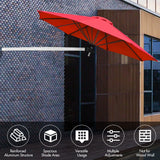 8ft Wall-Mounted Telescopic Folding Tilt Aluminum Sun Shade Umbrella-Burgundy