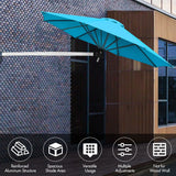 8ft Wall-Mounted Telescopic Folding Tilt Aluminum Sun Shade Umbrella-Blue