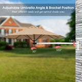 8ft Wall-Mounted Telescopic Folding Tilt Aluminum Sun Shade Umbrella-Beige