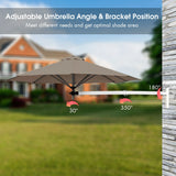 8ft Wall-Mounted Telescopic Folding Tilt Aluminum Sun Shade Umbrella-Tan