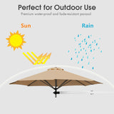 8ft Wall-Mounted Telescopic Folding Tilt Aluminum Sun Shade Umbrella-Beige
