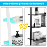 5-Tier Wall-leaning Ladder Shelf Display Rack for Plants and Books-White