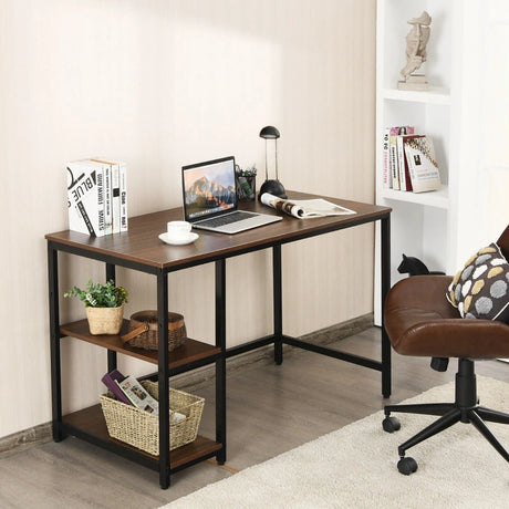 47"/55" Computer Desk Office Study Table Workstation Home with Adjustable Shelf Rustic Brown-M