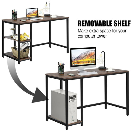 47"/55" Computer Desk Office Study Table Workstation Home with Adjustable Shelf Rustic Brown-M