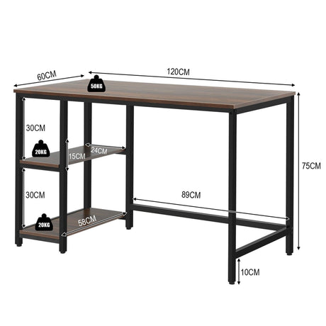 47"/55" Computer Desk Office Study Table Workstation Home with Adjustable Shelf Rustic Brown-M