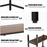 47"/55" Computer Desk Office Study Table Workstation Home with Adjustable Shelf Rustic Brown-M